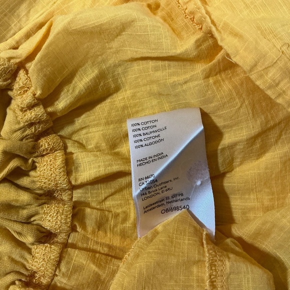Anthropologie Yellow Ruffle Sleeve Peplum Top Size Small - Picture 4 of 5